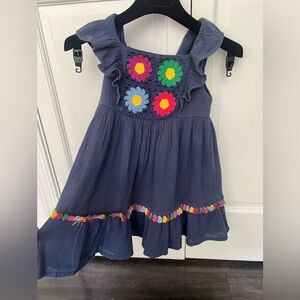 Haute Hippie Blue Embellished Ruffled Sundress